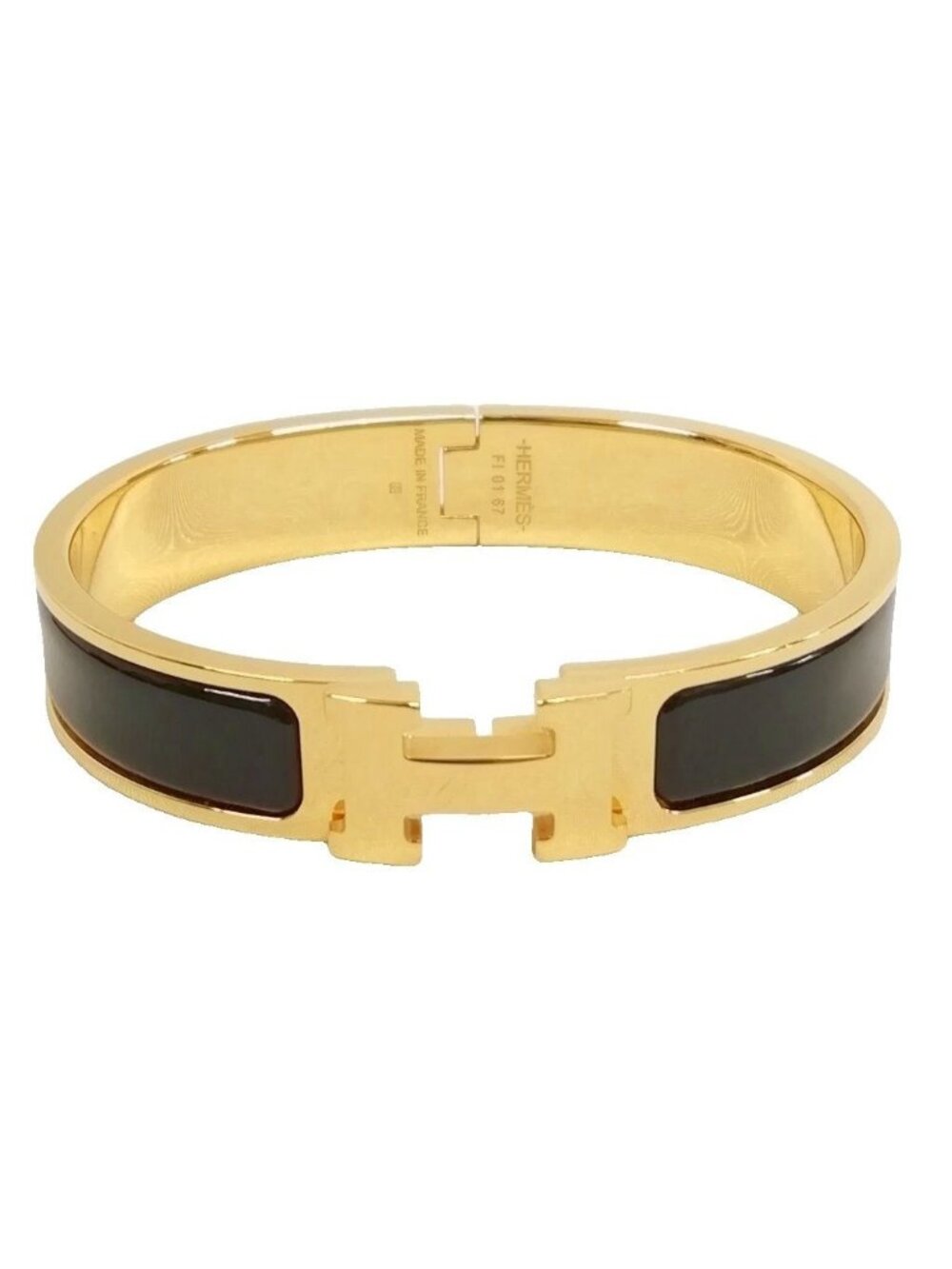 Hermes 01 Click Bracelet Bangle Gold Black